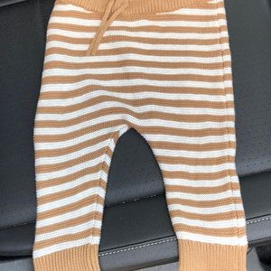 Tan/White Knit Pants with Drawstring